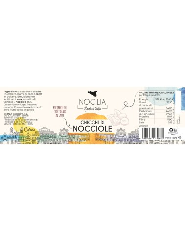 Nocilia Nobiltà di Nocciole | Chicchi di Nocciole ricoperti di Cioccolato al Latte | Elegante Vasetto Metallico gr 100