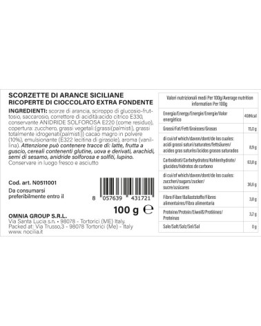 Nocilia | Nero d'Arancia - Scorzette di Arance Siciliane ricoperte di un finissimo cioccolato extra fondente |  Vasetto gr 100